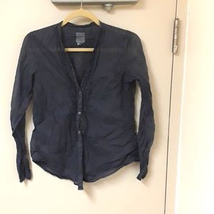 Blue polka dot button down